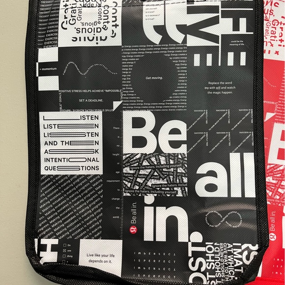 Pair of Lululemon Small Tote/Shoes/Lunch Bags in Red and Black - Picture 4 of 4